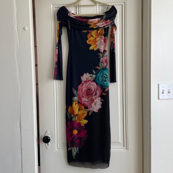 AFRM Praya Off-The-Shoulder Mesh Midi Dress SMALL - Picture 9 of 9